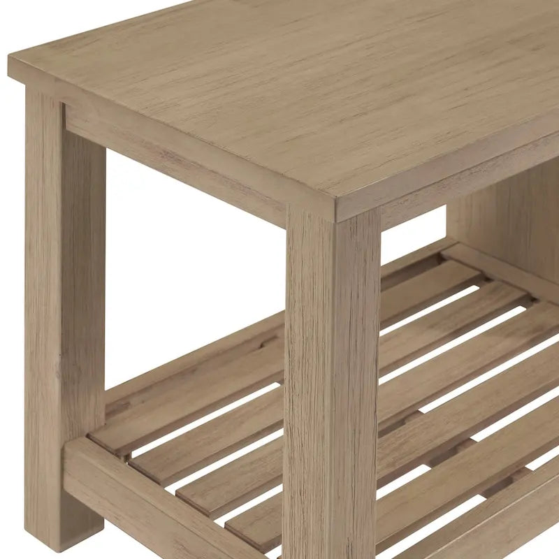 Banc TV en acacia massif, couleur marron/sable flotté/noir alto, simple