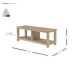 Banc TV en acacia massif, couleur marron/sable flotté/noir alto, simple