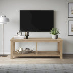 Banc TV en acacia massif, couleur marron/sable flotté/noir alto, simple