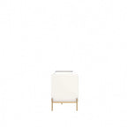 Meuble TV Off-White & Chêne, 2 Portes & 2 Tiroirs, Pieds Dorés