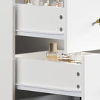 Coiffeuse blanche avec lumières, 9 tiroirs, miroir réglable – 3 couleurs, 1 personne