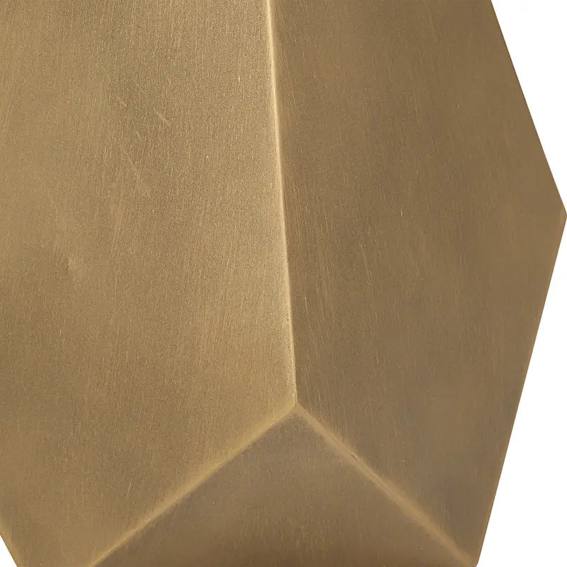 Table d'appoint géométrique en bronze antique avec plateau en verre, pièce unique