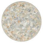 Table Basse Ronde en Onyx Blanc et Métal Étain, 1 Pièce