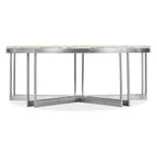 Table Basse Ronde en Onyx Blanc et Métal Étain, 1 Pièce