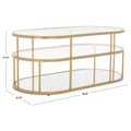Table basse à 2 niveaux en verre, doré / noir mat, 107 cm (L) x 53 cm (P) x 43 cm (H)