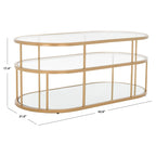 Table basse à 2 niveaux en verre, doré / noir mat, 107 cm (L) x 53 cm (P) x 43 cm (H)