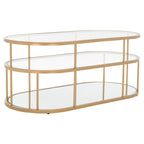 Table basse à 2 niveaux en verre, doré / noir mat, 107 cm (L) x 53 cm (P) x 43 cm (H)