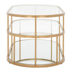 Table basse à 2 niveaux en verre, doré / noir mat, 107 cm (L) x 53 cm (P) x 43 cm (H)