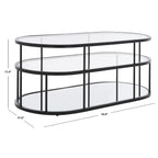 Table basse à 2 niveaux en verre, doré / noir mat, 107 cm (L) x 53 cm (P) x 43 cm (H)