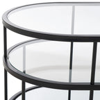 Table basse à 2 niveaux en verre, doré / noir mat, 107 cm (L) x 53 cm (P) x 43 cm (H)
