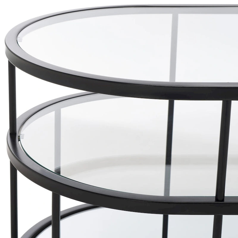 Table basse à 2 niveaux en verre, doré / noir mat, 107 cm (L) x 53 cm (P) x 43 cm (H)