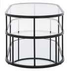 Table basse à 2 niveaux en verre, doré / noir mat, 107 cm (L) x 53 cm (P) x 43 cm (H)