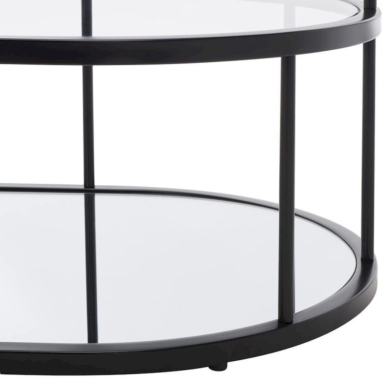 Table basse à 2 niveaux en verre, doré / noir mat, 107 cm (L) x 53 cm (P) x 43 cm (H)