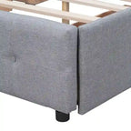 Lit plate-forme queen size rembourré gris clair avec tête de lit et 4 tiroirs, assemblage à 2 personnes