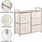 Commode de rangement à 5 tiroirs avec plateau en bois – Anthracite / Espresso / Crème Doré / Gris