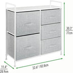 Commode de rangement à 5 tiroirs avec plateau en bois – Anthracite / Espresso / Crème Doré / Gris