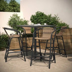 Tabouret de bar en rotin gris/noir/marron moyen, lot de 4, intérieur/extérieur