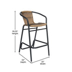 Tabouret de bar en rotin gris/noir/marron moyen, lot de 4, intérieur/extérieur