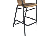 Tabouret de bar en rotin gris/noir/marron moyen, lot de 4, intérieur/extérieur