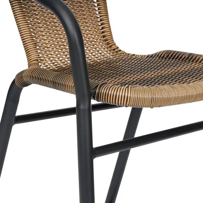Tabouret de bar en rotin gris/noir/marron moyen, lot de 4, intérieur/extérieur