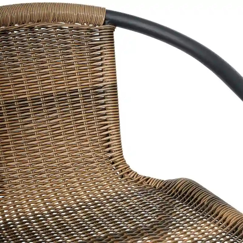 Tabouret de bar en rotin gris/noir/marron moyen, lot de 4, intérieur/extérieur