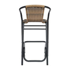Tabouret de bar en rotin gris/noir/marron moyen, lot de 4, intérieur/extérieur