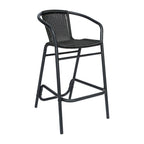 Tabouret de bar en rotin gris/noir/marron moyen, lot de 4, intérieur/extérieur