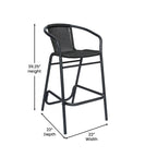 Tabouret de bar en rotin gris/noir/marron moyen, lot de 4, intérieur/extérieur
