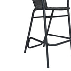 Tabouret de bar en rotin gris/noir/marron moyen, lot de 4, intérieur/extérieur