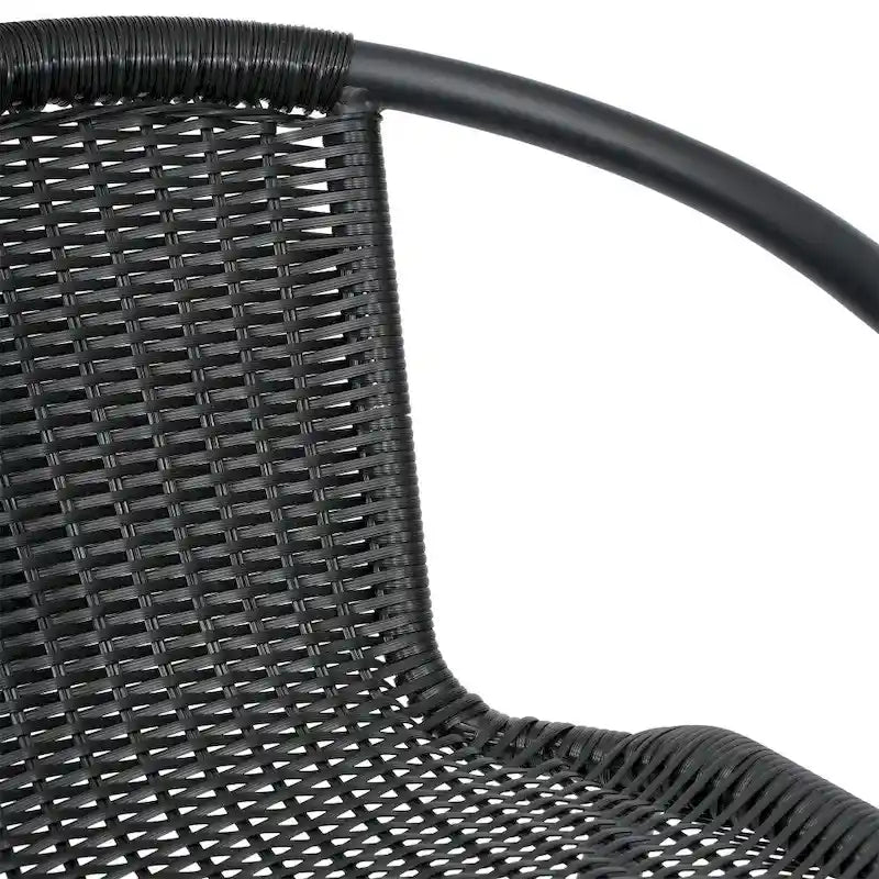 Tabouret de bar en rotin gris/noir/marron moyen, lot de 4, intérieur/extérieur
