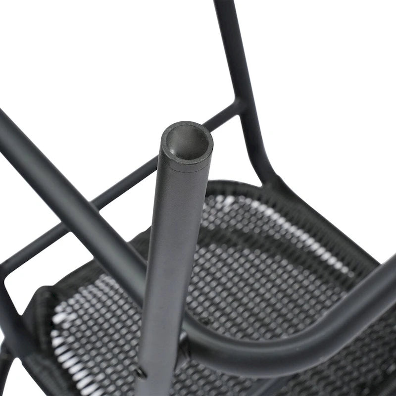 Tabouret de bar en rotin gris/noir/marron moyen, lot de 4, intérieur/extérieur