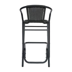 Tabouret de bar en rotin gris/noir/marron moyen, lot de 4, intérieur/extérieur