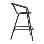 Tabouret de bar en rotin gris/noir/marron moyen, lot de 4, intérieur/extérieur
