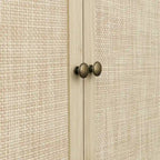 Armoire à 4 portes avec tiroir et étagères réglables en noyer / rotin naturel, simple