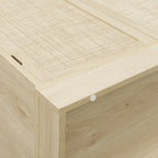 Armoire à 4 portes avec tiroir et étagères réglables en noyer / rotin naturel, simple