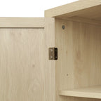 Armoire à 4 portes avec tiroir et étagères réglables en noyer / rotin naturel, simple