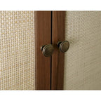 Armoire à 4 portes avec tiroir et étagères réglables en noyer / rotin naturel, simple