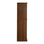 Armoire à 4 portes avec tiroir et étagères réglables en noyer / rotin naturel, simple
