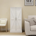 Armoire de cuisine autoportante blanche avec éclairage LED, une porte, 5 niveaux