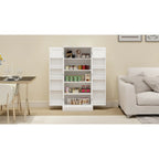 Armoire de cuisine autoportante blanche avec éclairage LED, une porte, 5 niveaux