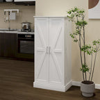 Armoire de cuisine autoportante blanche avec éclairage LED, une porte, 5 niveaux
