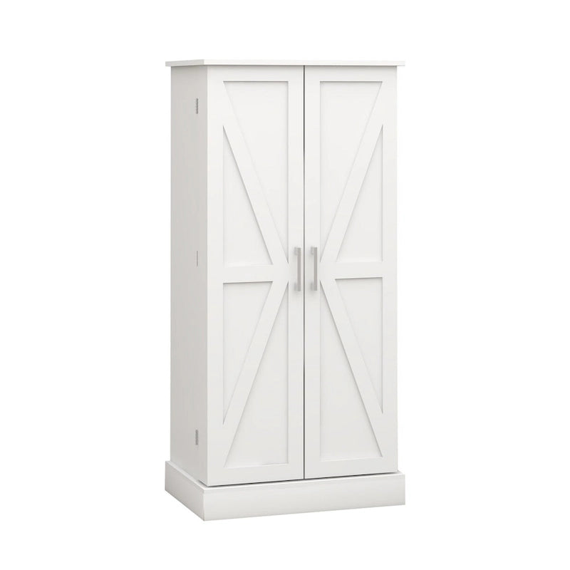 Armoire de cuisine autoportante blanche avec éclairage LED, une porte, 5 niveaux