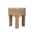 Tabouret rond en bois sculpté, naturel / marron foncé / noir, une place