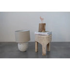 Tabouret rond en bois sculpté, naturel / marron foncé / noir, une place