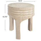 Tabouret rond en bois sculpté, naturel / marron foncé / noir, une place