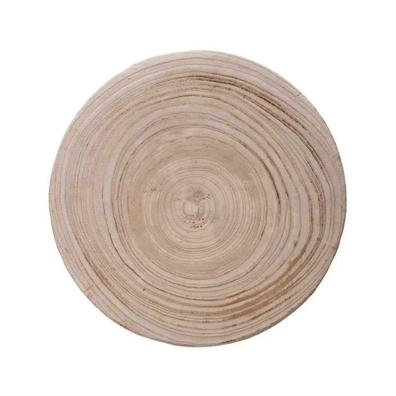 Tabouret rond en bois sculpté, naturel / marron foncé / noir, une place