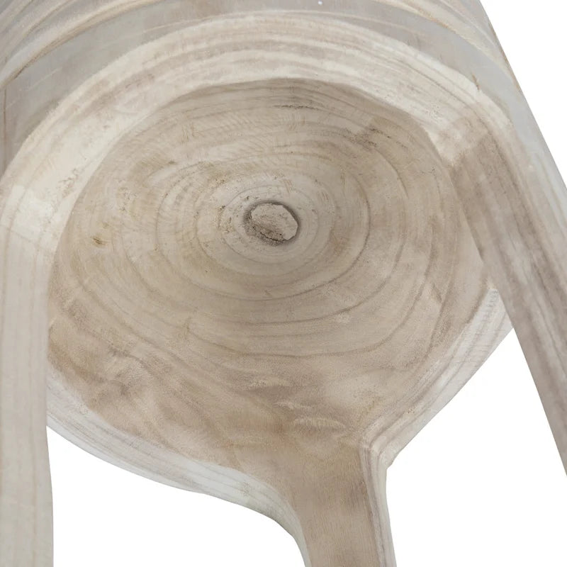 Tabouret rond en bois sculpté, naturel / marron foncé / noir, une place