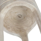 Tabouret rond en bois sculpté, naturel / marron foncé / noir, une place