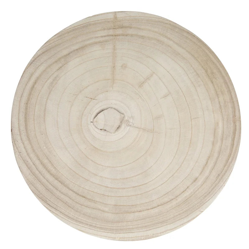 Tabouret rond en bois sculpté, naturel / marron foncé / noir, une place