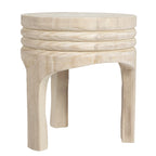 Tabouret rond en bois sculpté, naturel / marron foncé / noir, une place
